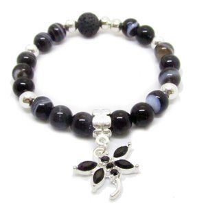 Black Dragonfly Botswana Agate Bracelet